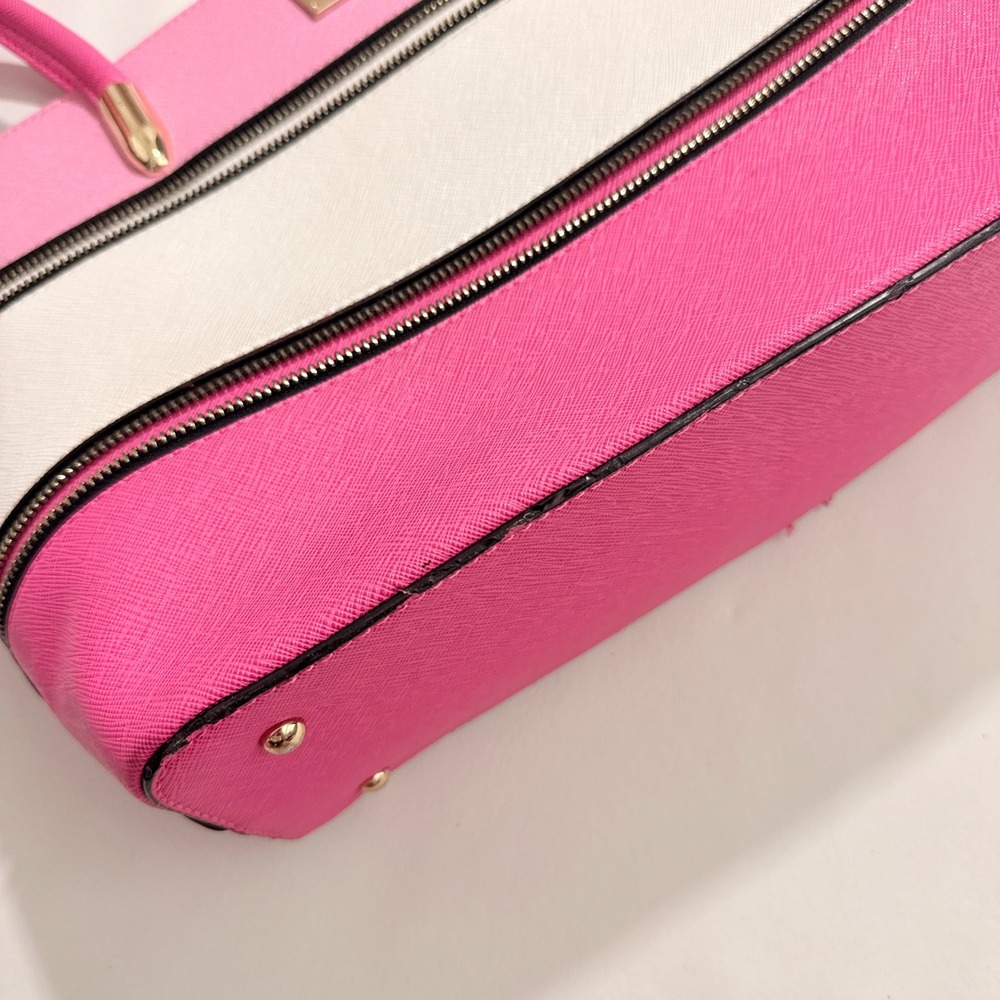 Kate Spade Tote Bag Womens Large Pink Colorblock Saffiano Leather Shoulder Bag - Picture 6 of 9